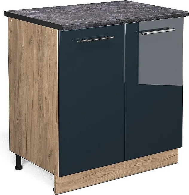 Szafki kuchenne ciemnoniebieski wysoki połysk 80x60x82 fame-line