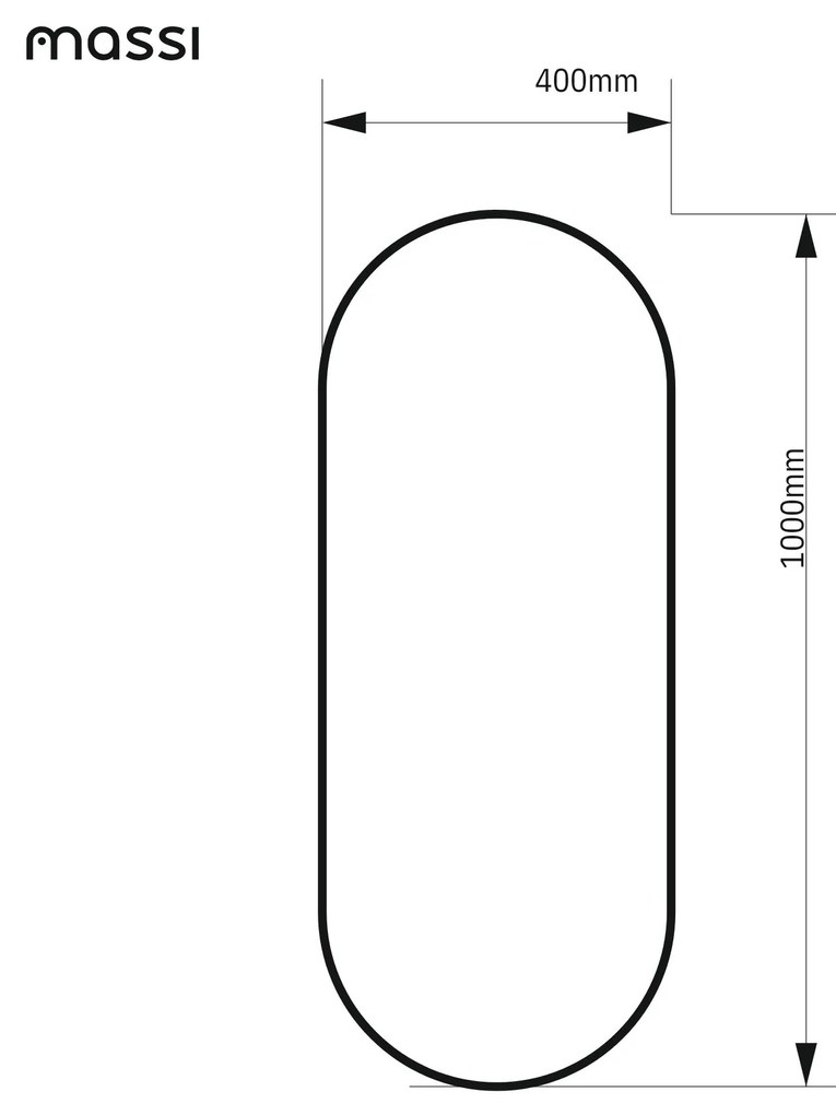 Lustro owalne symetryczne bezramowe z podświetleniem PLATAN LED | Różne rozmiary | Różne kolory szkła : Kolor tafli szkła - Srebrny, Rozmiar - 40 x 100 cm