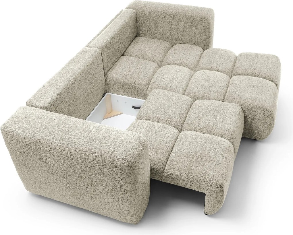 Masseno Narożnik ARTE z funkcją spania i pojemnikiem na pościel Narozniki L, Rozkładana sofa - Kremowy, BELLO 05