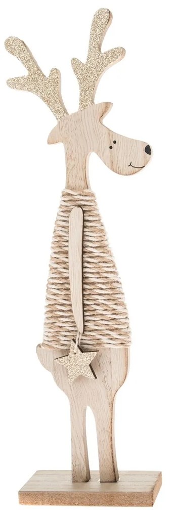 Świąteczna drewniana dekoracja Sob z gwiazdkąbrązowa, 9,2 x 30,8 cm