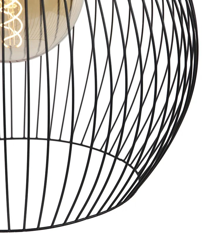 Designerska okrągła lampa wisząca czarna 50 cm - Dos Nowoczesny Oswietlenie wewnetrzne