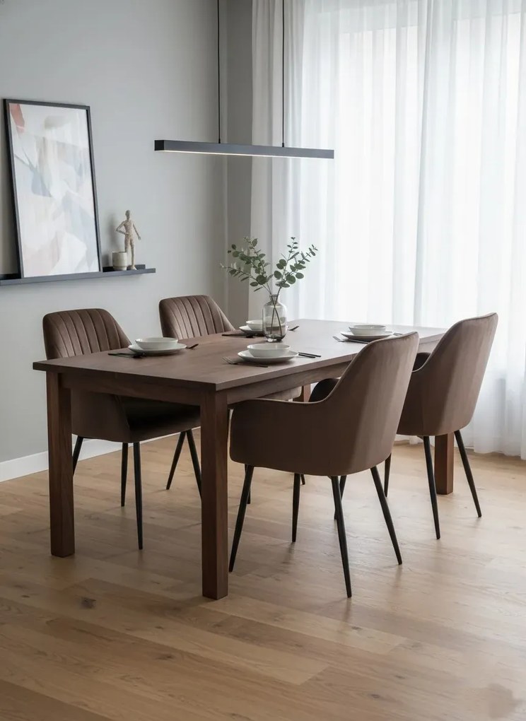 Brązowe welurowe eleganckie krzesło do stołu T8-B82