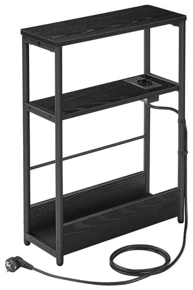 Stolik pomocniczy ROD z wbudowanym gniazdkiem i portami USB, czarny