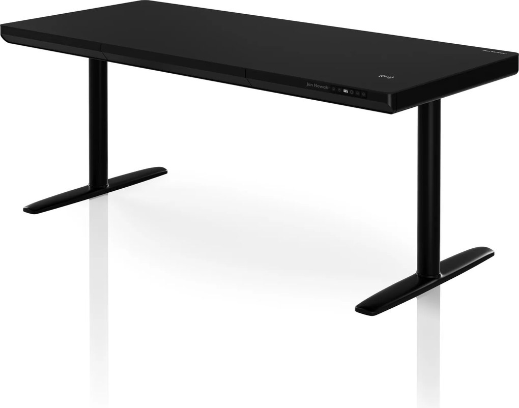 Biurko elektryczne sit-stand z szufladą i ładowarką bezprzewodową Qi czarne, 1600 mm: ELLIS