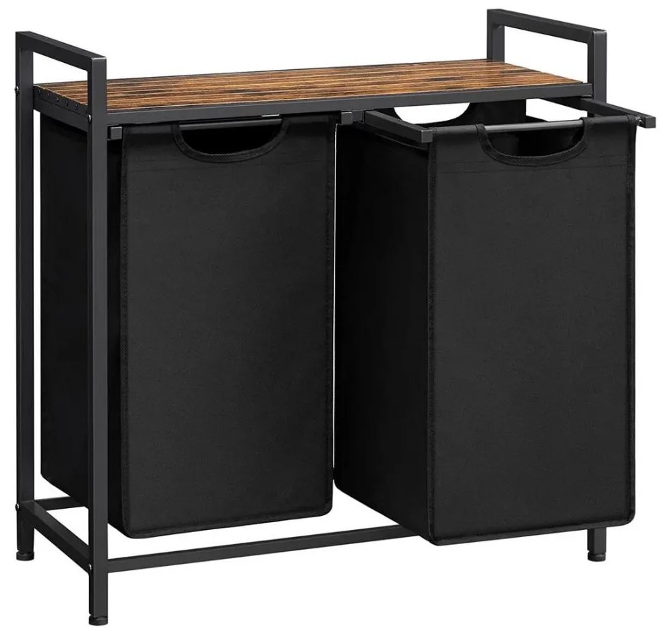 Kosz na pranie REX brązowy/czarny