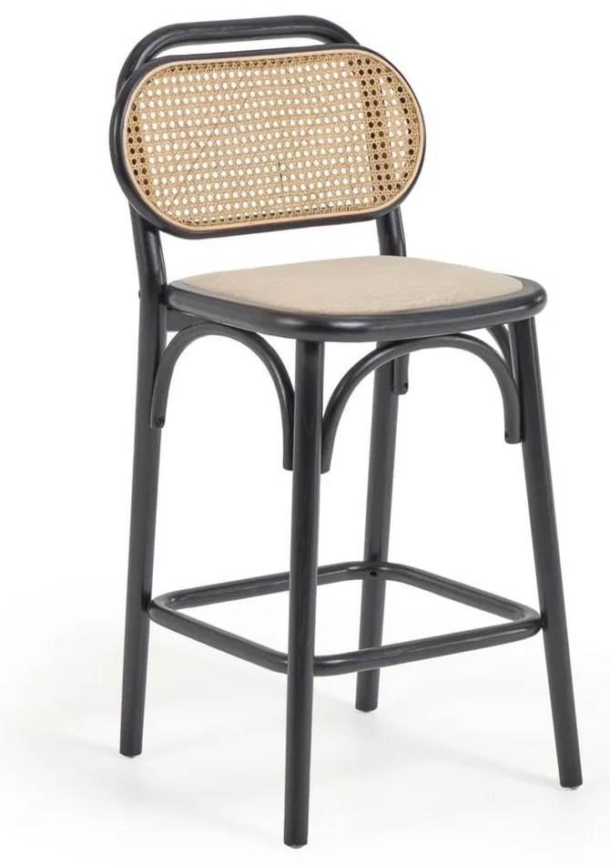 Czarny hoker z litego drewna wiązu (wysokość siedziska 65 cm) Doriane – Kave Home