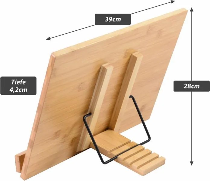 Stojak na książki, bambusowy, wymiary: 39 x 28 x 4,2 cm