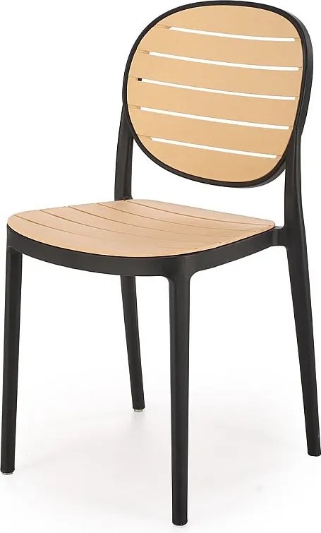 Krzesło K529 czarne/beżowe z tworzywa PVC