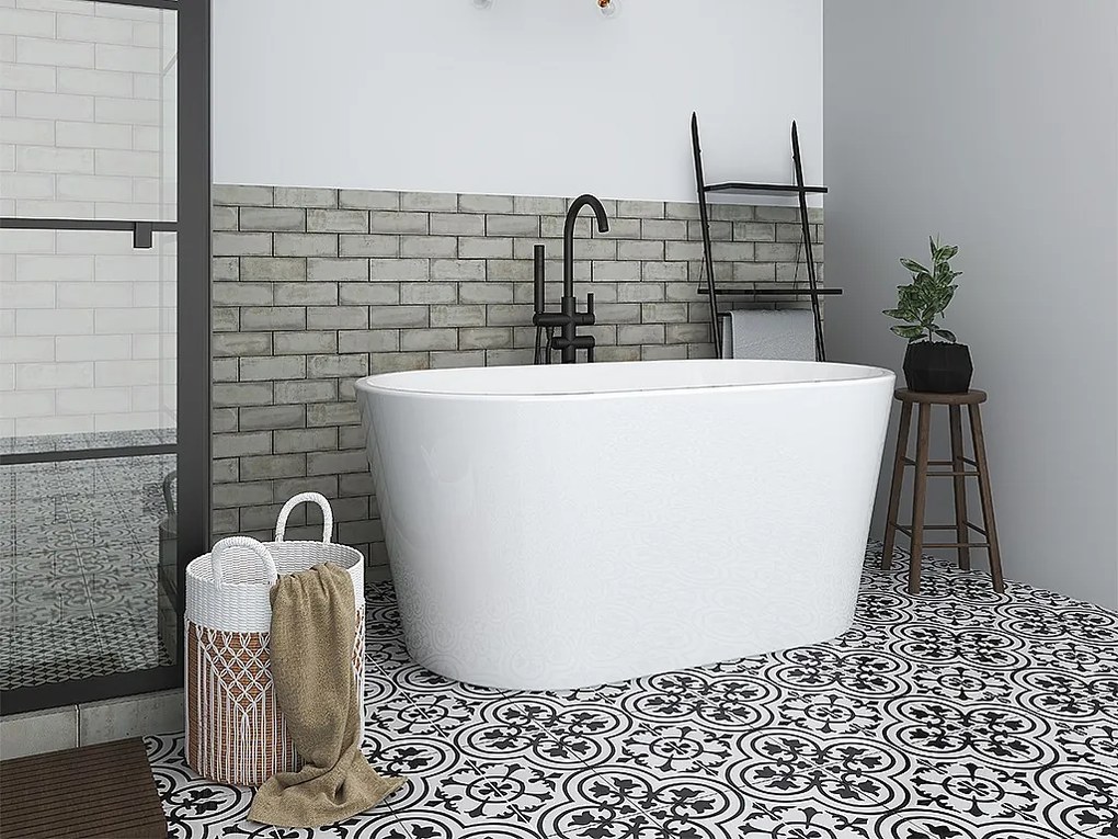 Wanna wolnostojąca owalna – 180 l – 130 × 71 × 58 cm (dł. × szer. × wys.) – kolor biały – akrylowa - APOGON