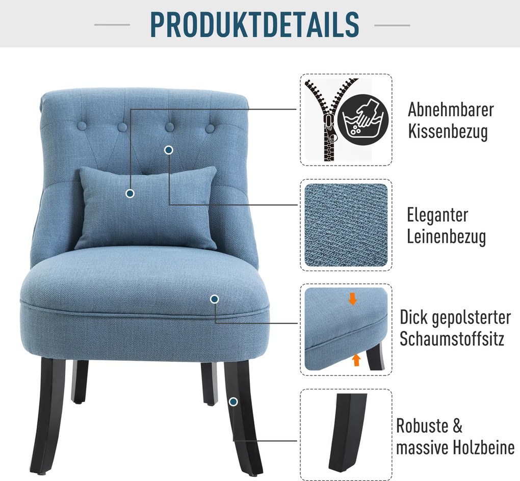 HOMCOM Relax Chair z poduszką oparcia Krzesło TV Podniesione stopy