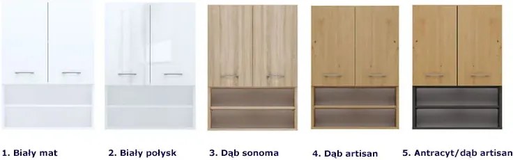 Szafka łazienkowa wisząca antracyt + dąb artisan M5-R86