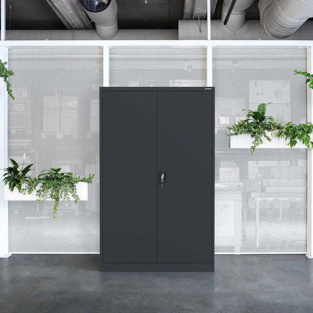 Szafa biurowa metalowa na akta antracytowa JAN II, 1150 x 1850 x 400 mm