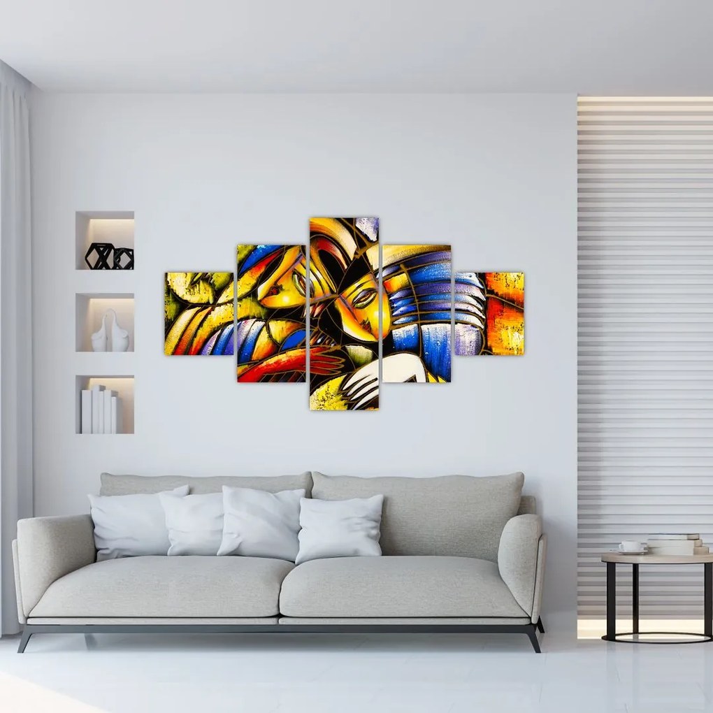 Obraz - Obraz olejny, kochankowie (125x70 cm)