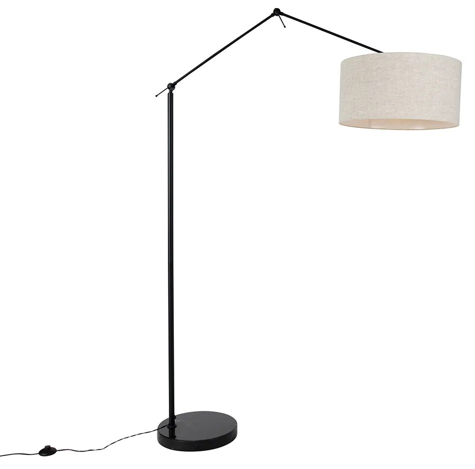 Lampa stojąca czarna z kloszem w jasnoszarym kolorze 50 cm regulowana - Editor
