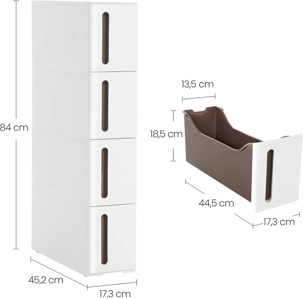 Biała szafka łazienkowa na kółkach L7-T52