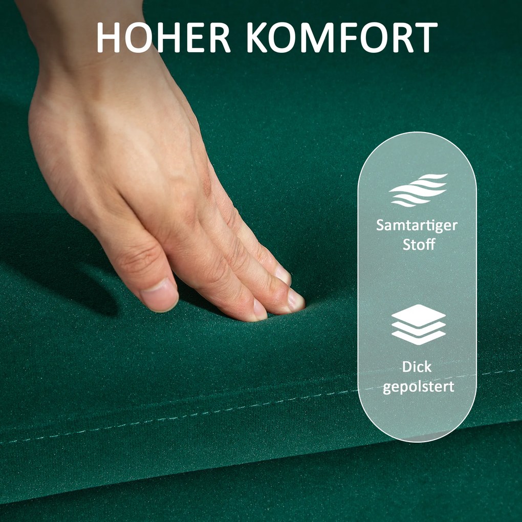 HOMCOM Ławka Tapicerowana z Przestrzenią do Przechowywania, Metal, Drewno Gummiholz, Pianka, 100 x 40 x 42 cm, Zielony