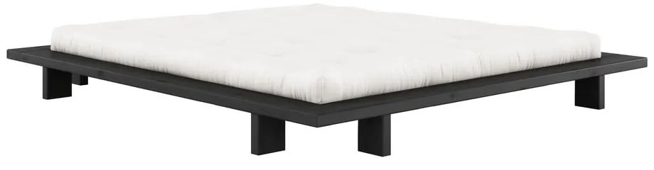 Czarne podwójne łóżko wykonane z drewna sosnowego z siatką 180x200 cm Japan - Karup Design