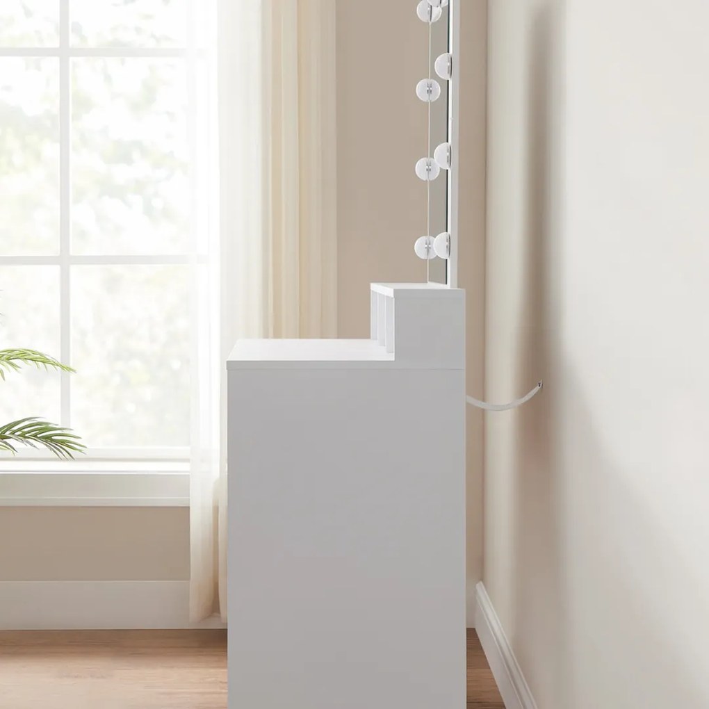 Toaletka VANESA z oświetleniem, 80x40x145cm, biała Jurhan