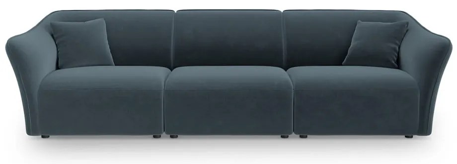 Niebieska aksamitna sofa 292 cm Tokyo – Cosmopolitan Design