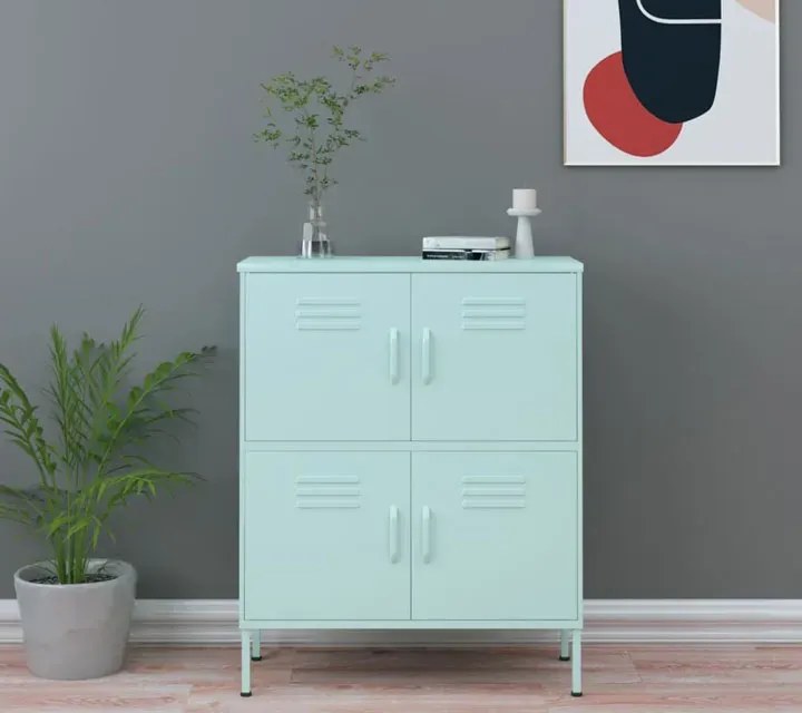 Miętowa stalowa szafka zamykana do garażu P3-A92