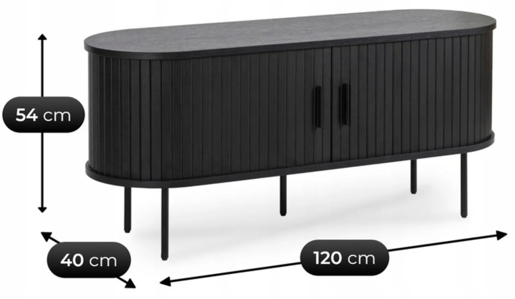 Szafka RTV do Salonu Dwudrzwiowa TRISH 120 cm Czarna Nowoczesna