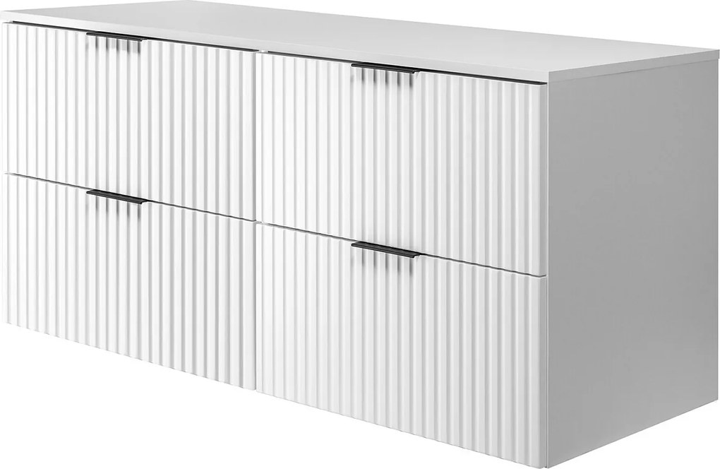 Szafka pod umywalkę, biały + czarny uchwyt, 120 ( 2 x 60) x 57 x 46 cm + Blat