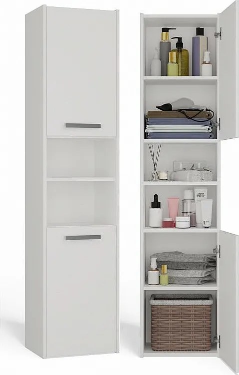 Szafka Łazienkowa Sara S40 | Biała | 40x30x170 cm | Słupek Łazienkowy, Półki