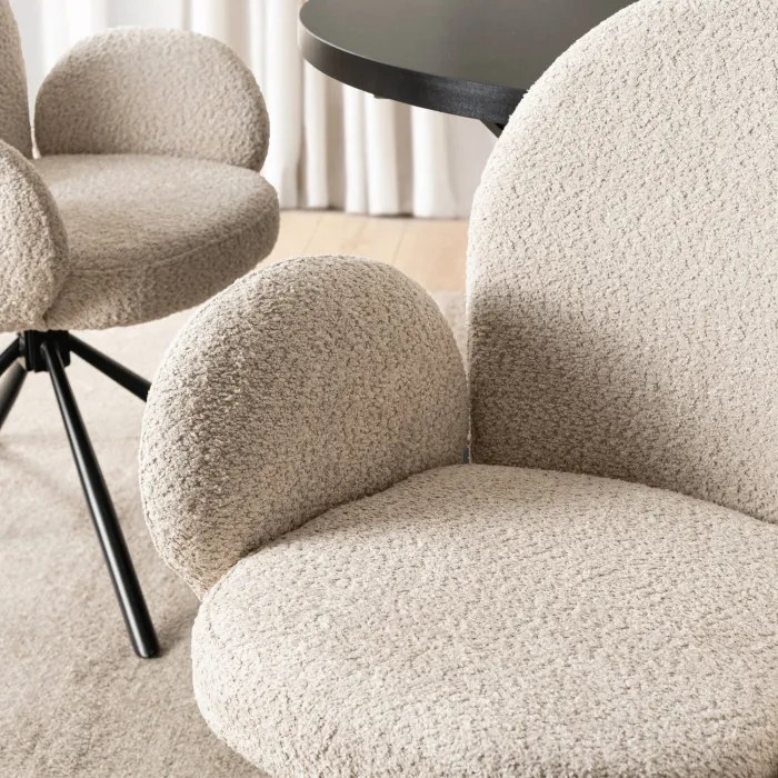 Krzesło Tapicerowane Obrotowe do Salonu MUSSO Beżowe Nowoczesne