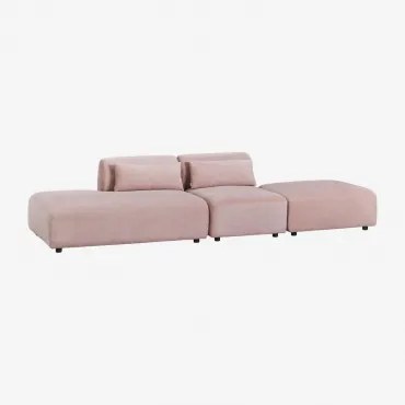 Sofa Modułowy 2-częściowy Z Lewym Szezlongiem I Pufem Fogler Sztruksu Wino Różowe - Sklum