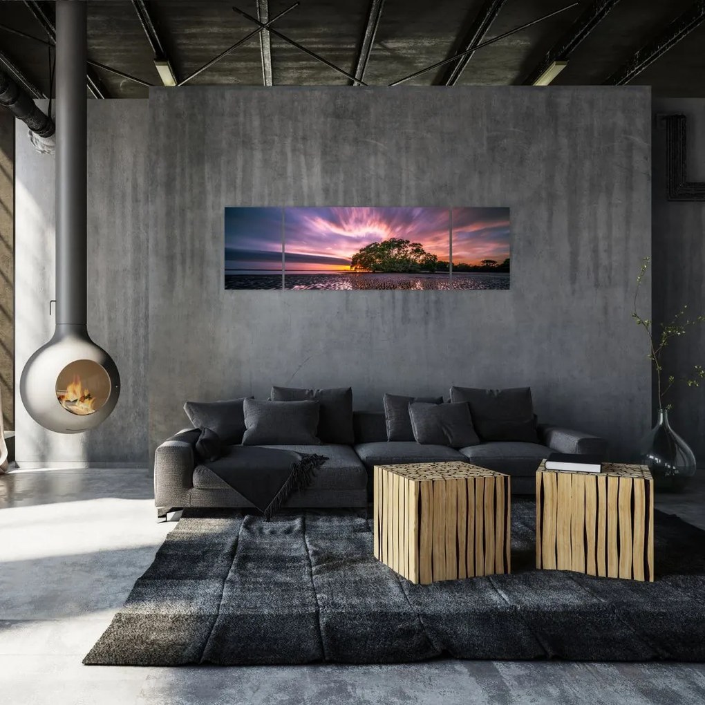 Obraz plaży o zachodzie słońca (170x50 cm)