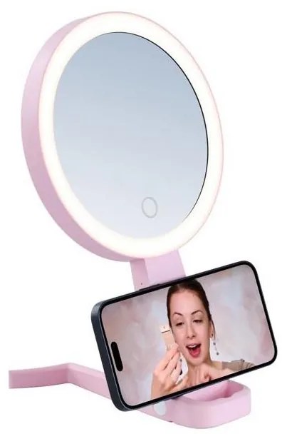 Immax 09102L - LED+CCT ściemnialne lustro kosmetyczne SWEET LED/3W/5V różowe