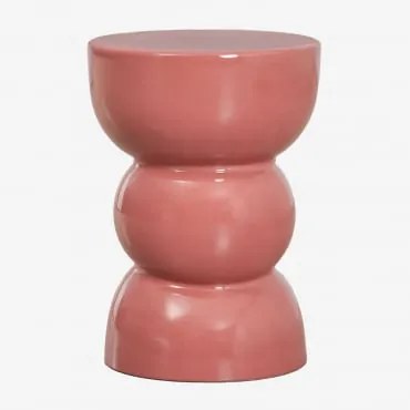 Stolik Pomocniczy Ogrodowy Okrągły Ø35 Cm Z Dolomitu Tiyi Terracota - Sklum
