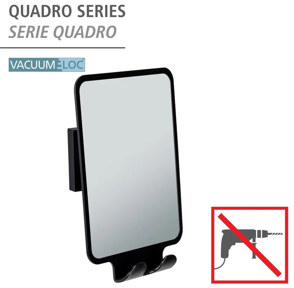 Lustro kosmetyczne z wieszakiem 14x19.5 cm Quadro Black – Wenko