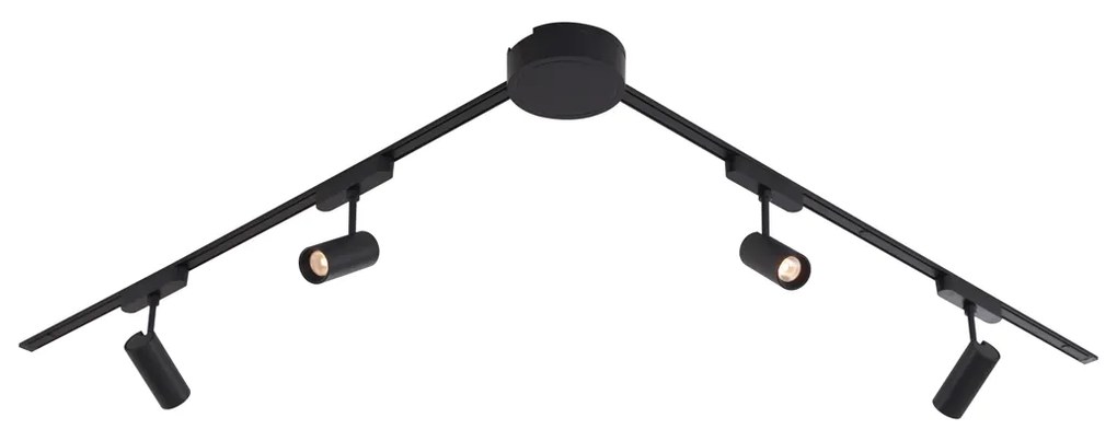 Nowoczesny system oświetlenia szynowego z 4 czarnymi reflektorami jednofazowymi 200 cm - Magnetic Gert