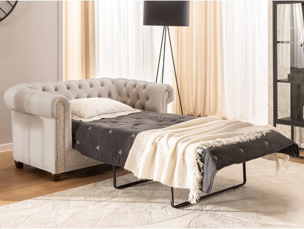 Beżowa aksamitna rozkładana sofa 148 cm York Blik – Ropez