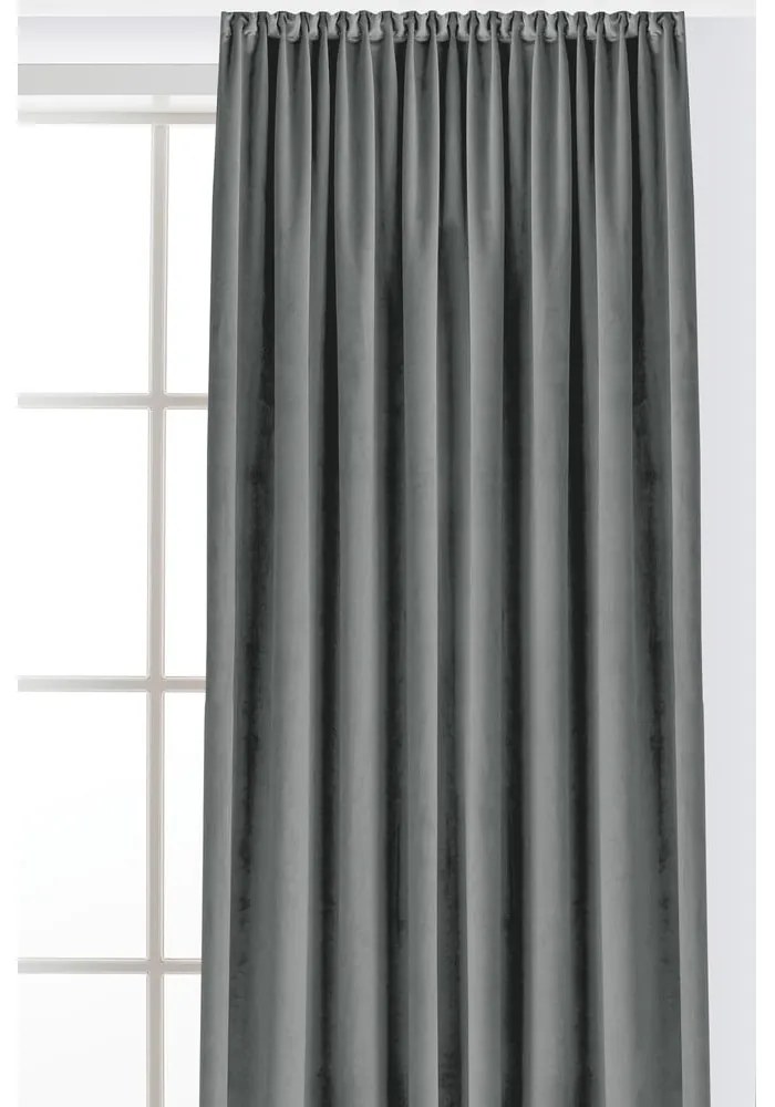 Szara aksamitna zasłona częściowo zaciemniająca (dimout) 200x300 cm Velto – Filumi