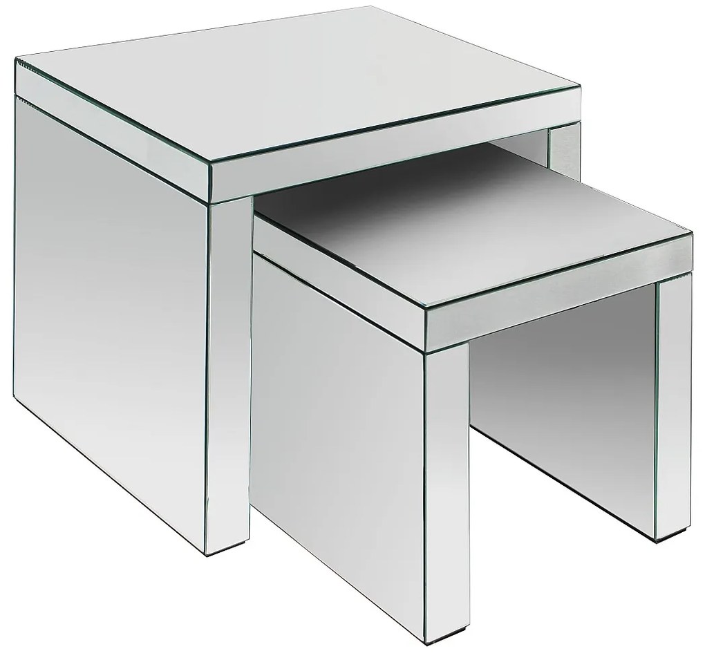 Zestaw 2 stolików kawowych z MDF i lustra - YERVINI