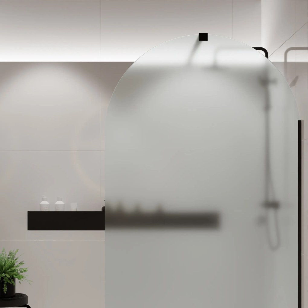 Ścianka prysznicowa Walki-in szkło satynowe matowe półokrągła 8mm MOLIS Satin Oval MASSI | Różne rozmiary : Kolor profili kabiny - złoty szczotkowany, Szerokość ścianki - 110 cm , Typ montażu - WALK in FIX (Do ściany)