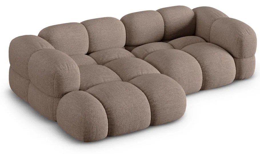 Brązowy narożnik (lewostronny/z szezlongiem) Loretto – Cosmopolitan Design