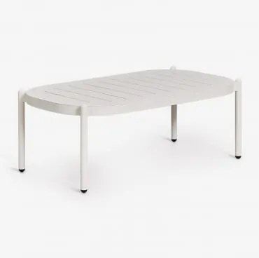 Prostokątny Stolik Kawowy Do Ogrodu 95x55 Cm Z Aluminium Duroli Lodowata Biel - Sklum