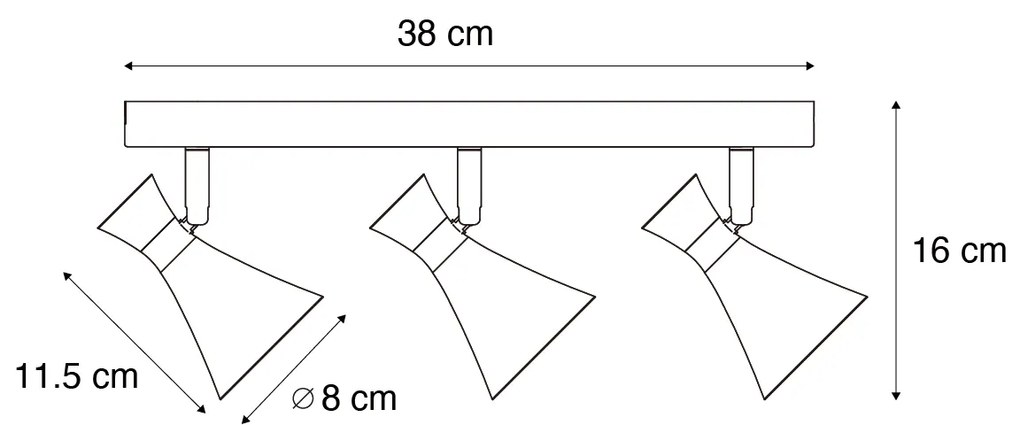 Nowoczesny reflektor sufitowy czarny 3-punktowy regulowany - Triangle Nowoczesny Oswietlenie wewnetrzne
