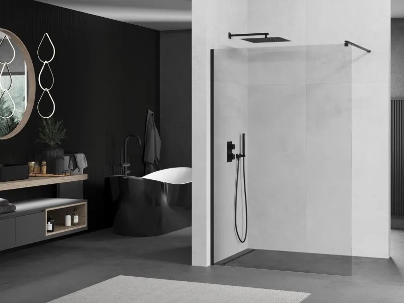 Mexen Kioto ścianka prysznicowa Walk-in 110 x 200 cm, transparent 8 mm, czarna - 800-110-101-70-00