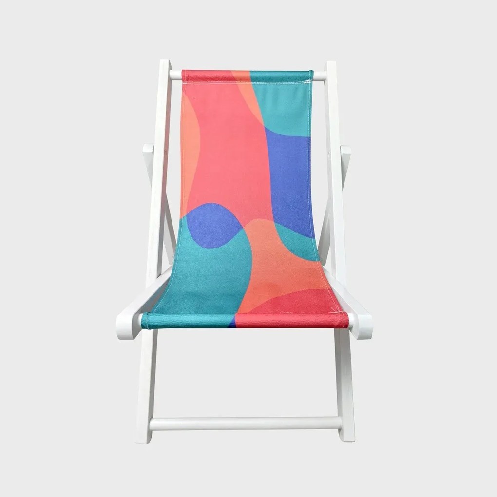 Leżak rozkładany COLOR FIESTA drewniany 42x58,5x52,5 cm biały MINI HOMLA