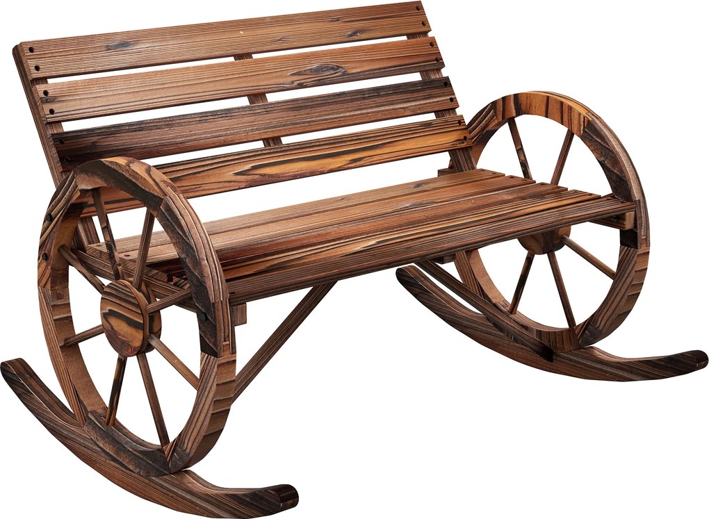 Outsunny Rustykalna Huśtawka Ogrodowa z Drewna - Wypalana, 105x88x74cm - Relaks na Świeżym Powietrzu