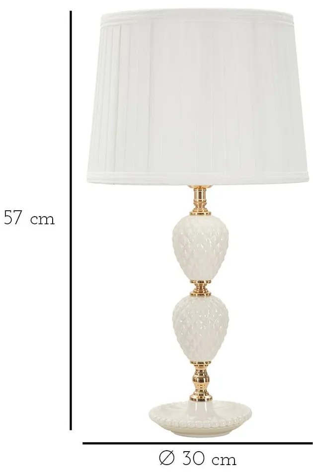 Biała lampa stołowa z tekstylnym kloszem (wysokość 57 cm) Torre – Mauro Ferretti