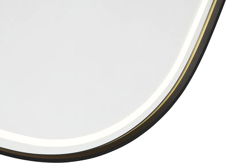 Lustro łazienkowe czarne z LED, 3-stopniowe ściemnianie dotykowe, owalne - Miral