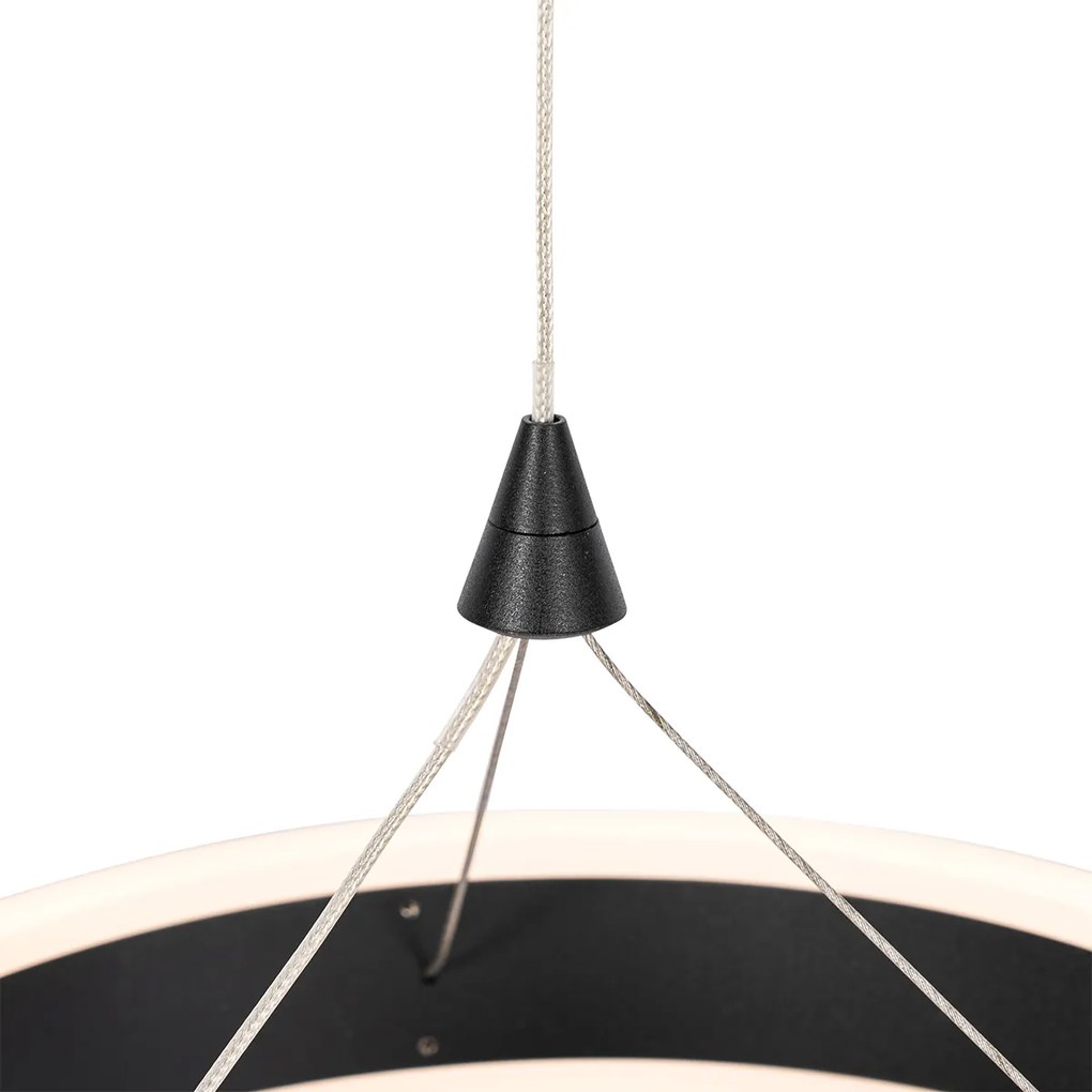Lampa wisząca czarna owalna z LED 3-stopniowy ściemniacz 3-światła - LyaniDesignerski Oswietlenie wewnetrzne