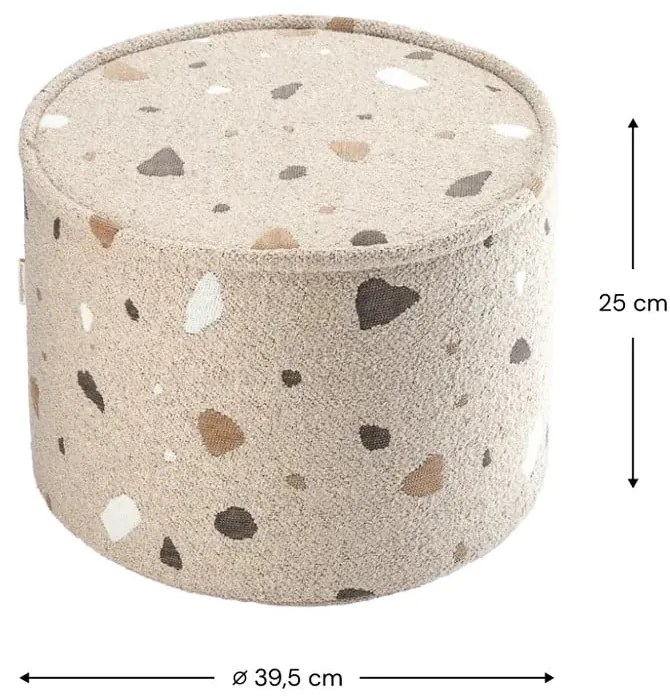 Jasnobrązowy puf dziecięcy z materiału bouclé/z tkaniny szenilowej Terrazzo – Wigiwama