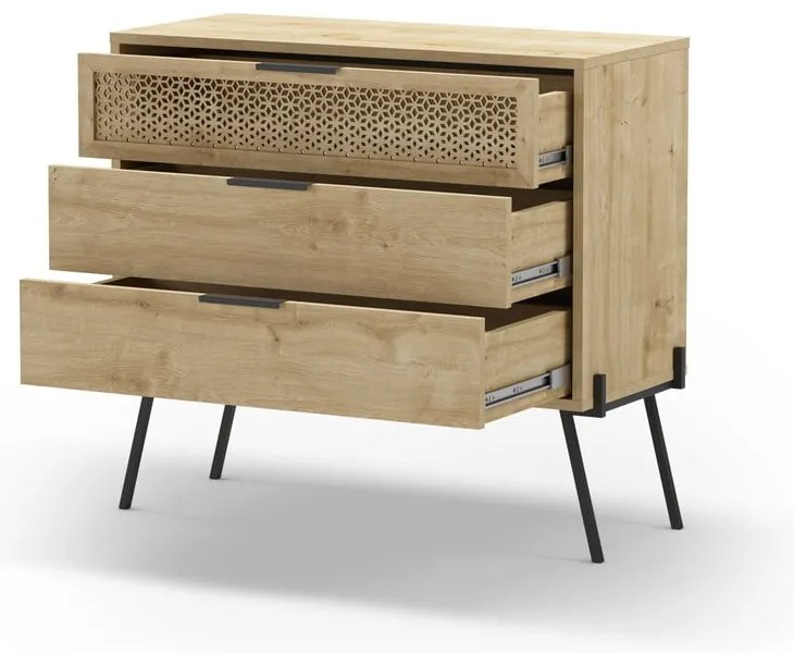 Niska komoda w dekorze dębu 90x83 cm Ecrin – Marckeric