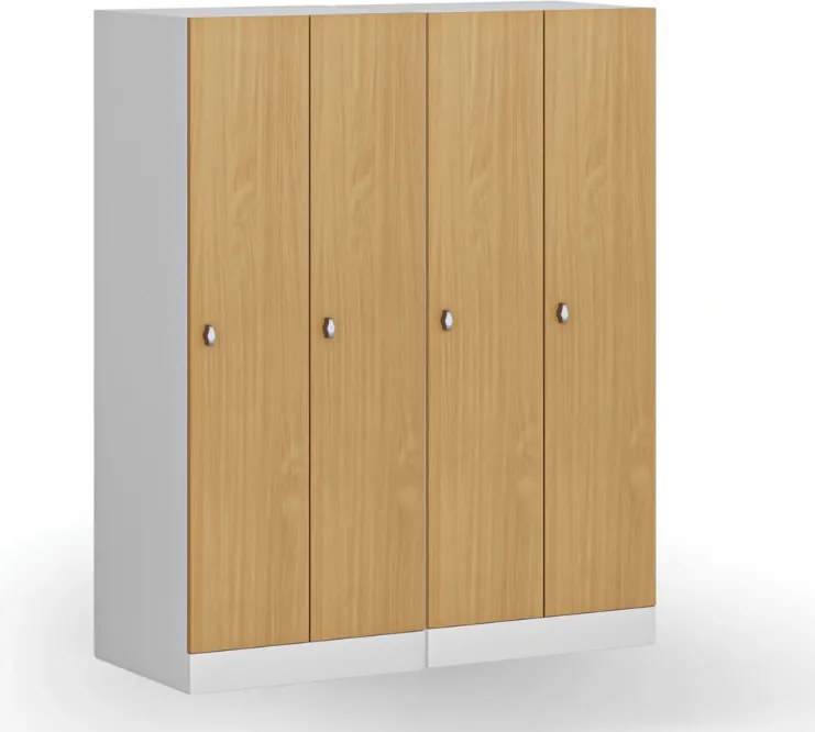 Szafa ubraniowa S1 obniżona, 2-drzwiowa, 1500 x 600 x 500 mm, zamek obrotowy, drzwi laminowane, biała